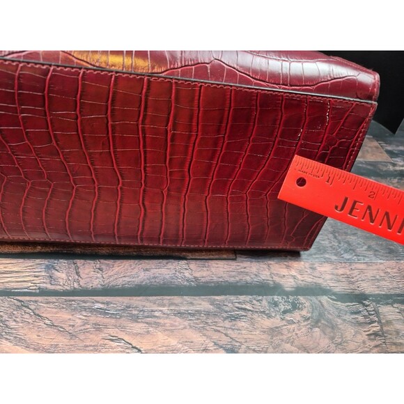 Bueno Burgundy Croc Embossed Faux Leather Large Weekender Tote Purse Attache VTG - Picture 9 of 16